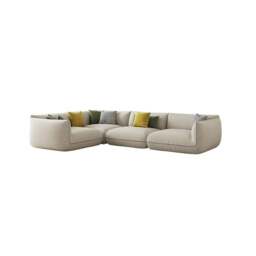 Rackhams TOFU Agnes Three Seater Corner Sofa, Suede, Modular Sofa - Off-White - Ottoman ( Can't be sold separately. ) - thumbnail 2