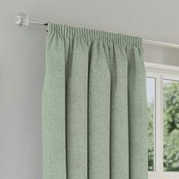 "Rackhams Green Textured Basketweave 100% Blackout Pencil Pleat Thermal Energy Saving Curtains - Ideal for Living Rooms & Bedrooms - 46"" (117cm) Width x 72"" (183cm) Drop" - thumbnail 2