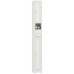 Rackhams 20cm Slim Bathroom Storage Cabinet with Adjustable Shelves White - White - Tall Bathroom Cabinet - 20W x 20D x 185H cm - thumbnail 2
