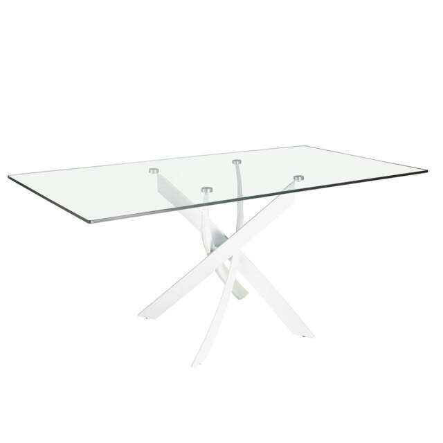 Rackhams Rectangular tempered glass and white steel dining table 1138 - 160 x 95 x 75 - image 1
