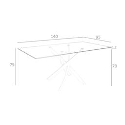 Rackhams Rectangular tempered glass and white steel dining table 1138 - 160 x 95 x 75 - thumbnail 3