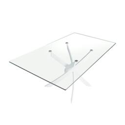 Rackhams Rectangular tempered glass and white steel dining table 1138 - 160 x 95 x 75 - thumbnail 6