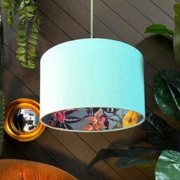 "Rackhams Thistle Botanical Garden Silhouette Lampshade in Sea Green Velvet - Ceiling Pendant / Arc Lamp - 70cm diameter x 25cm Height (27"" x 10"")"