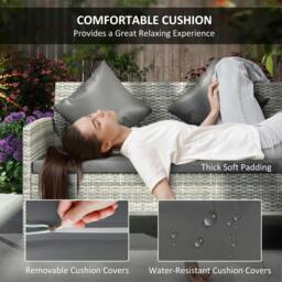 Rackhams 5Pcs Rattan Dining Corner Sofa Set, Garden Furniture Set, Dark Grey - thumbnail 5