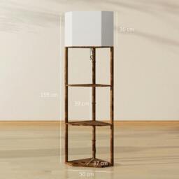 Rackhams Corner Modern Floor Lamp with Shelves for Living Room, Rustic Brown - Bulb not included - MDF, linen (polyester) - Floor lamp - thumbnail 4
