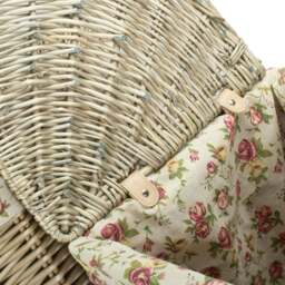 Rackhams Small Antique Wash Corner Linen Basket with Garden Rose Lining - thumbnail 3