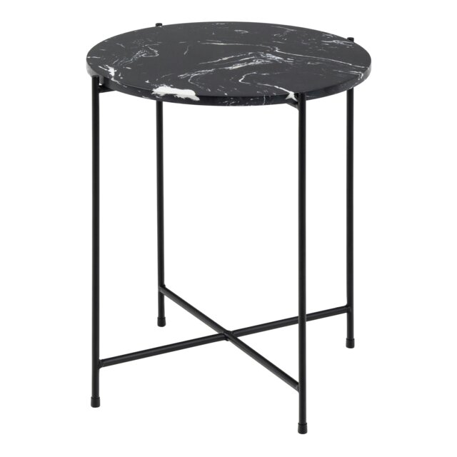 Rackhams Avila Side Table with Black Polished Marble Stone 42x45cm - 1 - image 1