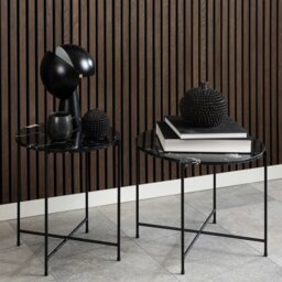 Rackhams Avila Side Table with Black Polished Marble Stone 42x45cm - 1 - thumbnail 4