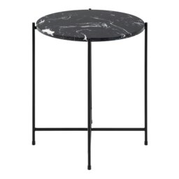 Rackhams Avila Side Table with Black Polished Marble Stone 42x45cm - 1 - thumbnail 2
