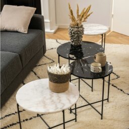 Rackhams Avila Side Table with Black Polished Marble Stone 42x45cm - 1 - thumbnail 3