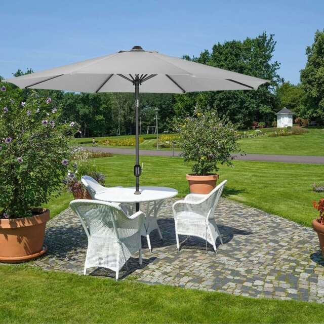 Rackhams 3M Sunshade Parasol Backyard Garden Tilt Umbrella with Crank - Light Grey - image 1