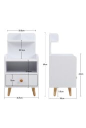 Rackhams One Drawer Wooden Bedside Table With Wooden Legs - White - thumbnail 6