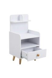 Rackhams One Drawer Wooden Bedside Table With Wooden Legs - White - thumbnail 4