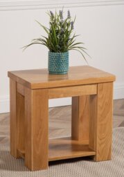 Rackhams Dakota Solid Oak Lamp Table for Living Room - Brown - thumbnail 1