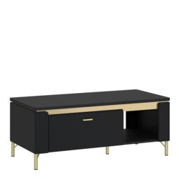 Rackhams Genoa Coffee Table 1 Drawer in Black Matt/Gold - Black Matt/Gold - Black - 65 - thumbnail 1
