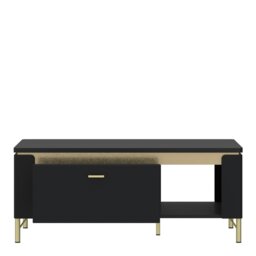 Rackhams Genoa Coffee Table 1 Drawer in Black Matt/Gold - Black Matt/Gold - Black - 65 - thumbnail 2