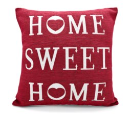 Rackhams Home Sweet Home Cushion - 43cm x 43cm - Red - thumbnail 1
