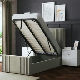 Rackhams Elara Ottoman Bed with Winged Panel Headboard - Beige - Single / 3ft - thumbnail 4