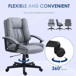 Rackhams Office Chair, Computer Desk Chair, Mid Back Executive Chair with Adjustable Height and Swivel Rolling Wheels for Home Study, Light Grey - Light Grey - thumbnail 6