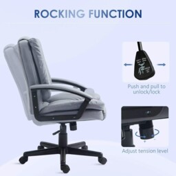 Rackhams Office Chair, Computer Desk Chair, Mid Back Executive Chair with Adjustable Height and Swivel Rolling Wheels for Home Study, Light Grey - Light Grey - thumbnail 5