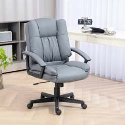 Rackhams Office Chair, Computer Desk Chair, Mid Back Executive Chair with Adjustable Height and Swivel Rolling Wheels for Home Study, Light Grey - Light Grey - thumbnail 2