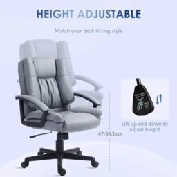 Rackhams Office Chair, Computer Desk Chair, Mid Back Executive Chair with Adjustable Height and Swivel Rolling Wheels for Home Study, Light Grey - Light Grey - thumbnail 4