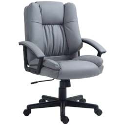 Rackhams Office Chair, Computer Desk Chair, Mid Back Executive Chair with Adjustable Height and Swivel Rolling Wheels for Home Study, Light Grey - Light Grey - thumbnail 1