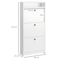 Rackhams Shoe Storage Cabinet Footwear Organiser Space-saving w/ 3 Drawers -White - thumbnail 5