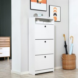 Rackhams Shoe Storage Cabinet Footwear Organiser Space-saving w/ 3 Drawers -White - thumbnail 1