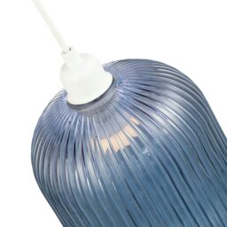 Rackhams Contemporary Chic Navy Midnight Blue Line Ribbed Glass Pendant Light Shade - thumbnail 4