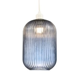 Rackhams Contemporary Chic Navy Midnight Blue Line Ribbed Glass Pendant Light Shade