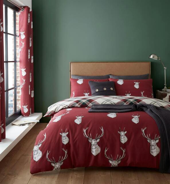 Rackhams Munro Stag Check Red Duvet Cover Set - King - image 1