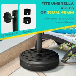Rackhams 18kg Concrete Parasol Base with Rattan Effect Heavy Duty Umbrella Stand - thumbnail 3