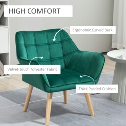 Rackhams Velvet-Feel Accent Chair w/ Wide Arms Slanted Back - Blue - thumbnail 5