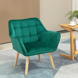 Rackhams Velvet-Feel Accent Chair w/ Wide Arms Slanted Back - Blue - thumbnail 2