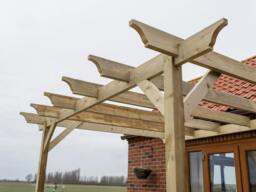 Rackhams Wall Mounted Wooden Pergola Kit - Champion Design - Rustic Brown - 3m x 4.8m - thumbnail 5