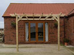 Rackhams Wall Mounted Wooden Pergola Kit - Champion Design - Rustic Brown - 3m x 4.8m - thumbnail 3