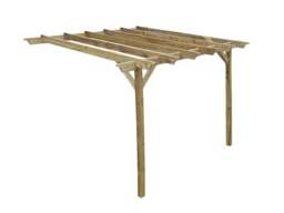 Rackhams Wall Mounted Wooden Pergola Kit - Champion Design - Rustic Brown - 3m x 4.8m - thumbnail 2
