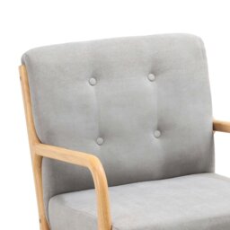 Rackhams Linen Rocking Chair Upholstered Seat Lounge Chair Grey - Natural Wood Runner - thumbnail 5