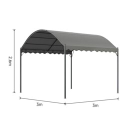 Rackhams 9ft Metal Arched Pergola with Shade Outdoor Dark Grey - thumbnail 4