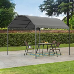 Rackhams 9ft Metal Arched Pergola with Shade Outdoor Dark Grey - thumbnail 2