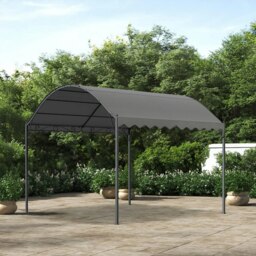 Rackhams 9ft Metal Arched Pergola with Shade Outdoor Dark Grey - thumbnail 3