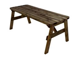 Rackhams Victoria Rounded Wooden Garden Table, Outdoor Picnic Dining Desk - Rustic Finish - Included assembly - 90cm - thumbnail 4