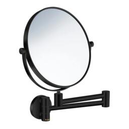 Rackhams Matt Black Double Sided Mirror - Wall Mounted Extendable Swing Arm Swivel 7x Magnification Bathroom Makeup or Shaving