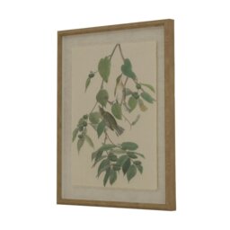 Rackhams Flora & Fauna Collection Warblers Beaded Linen Framed Wall Art - Brown/White/Green - Brown/White/Green - 50cm x 2cm x 40cm - Brown/White/Green - thumbnail 2