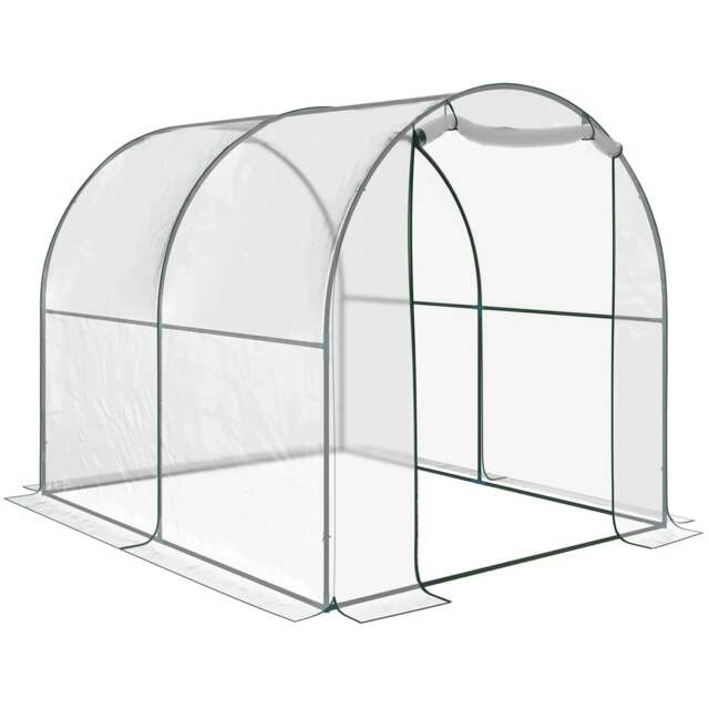 Rackhams Walk-in Polytunnel Greenhouse with Roll-up Door Transparent Tunnel Greenhouse with Steel Frame and PVC Cover, 2.5 x 2m - image 1