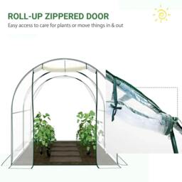 Rackhams Walk-in Polytunnel Greenhouse with Roll-up Door Transparent Tunnel Greenhouse with Steel Frame and PVC Cover, 2.5 x 2m - thumbnail 6