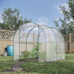 Rackhams Walk-in Polytunnel Greenhouse with Roll-up Door Transparent Tunnel Greenhouse with Steel Frame and PVC Cover, 2.5 x 2m - thumbnail 2