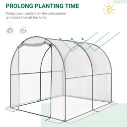 Rackhams Walk-in Polytunnel Greenhouse with Roll-up Door Transparent Tunnel Greenhouse with Steel Frame and PVC Cover, 2.5 x 2m - thumbnail 4