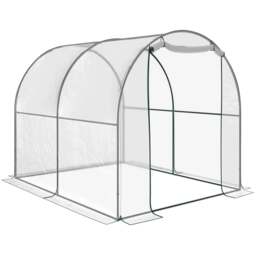Rackhams Walk-in Polytunnel Greenhouse with Roll-up Door Transparent Tunnel Greenhouse with Steel Frame and PVC Cover, 2.5 x 2m - thumbnail 1